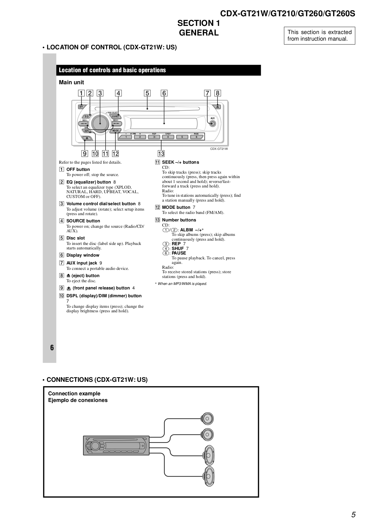 Sony cdx gt210 схема подключения