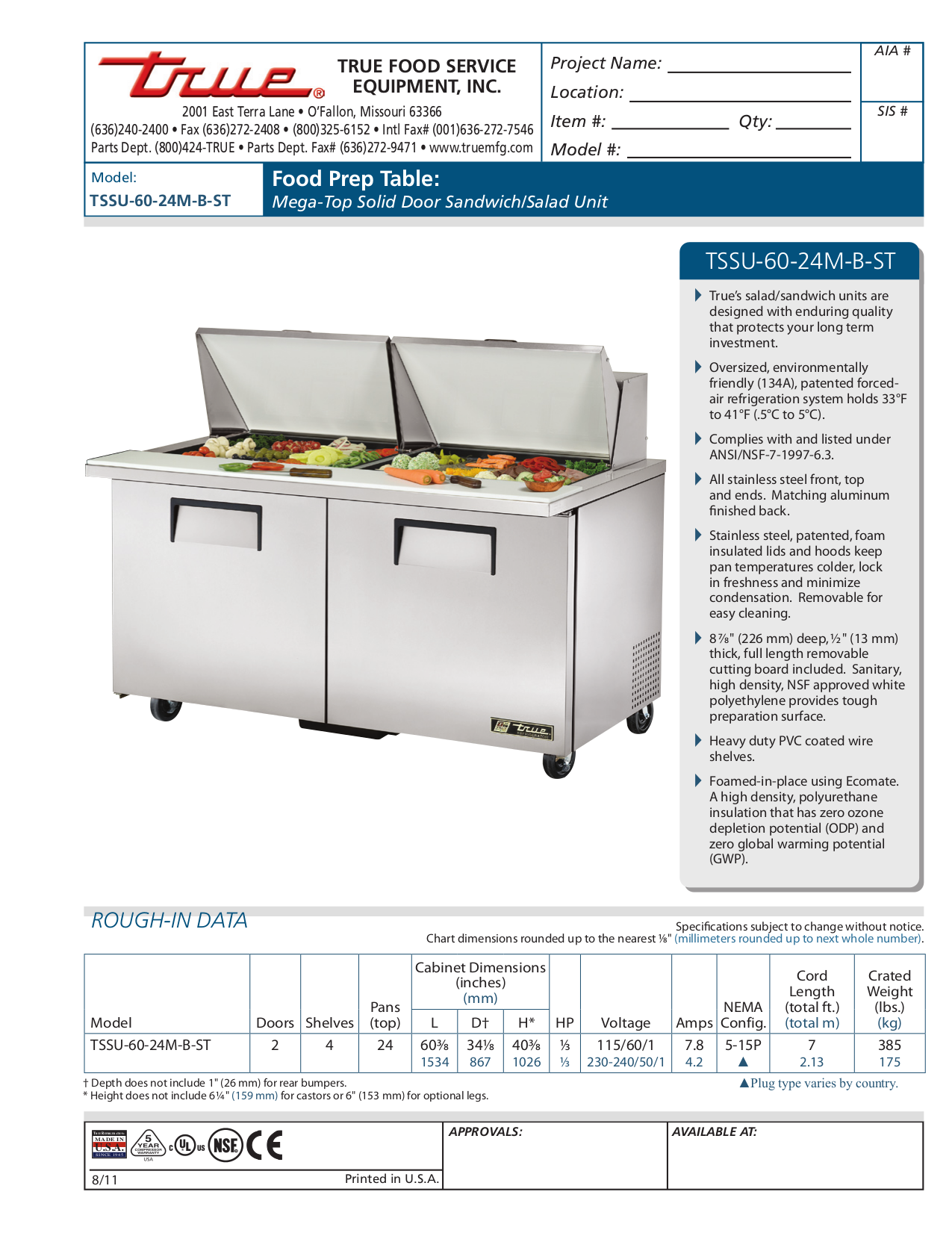 pdf for True Refrigerator TM-24 manual