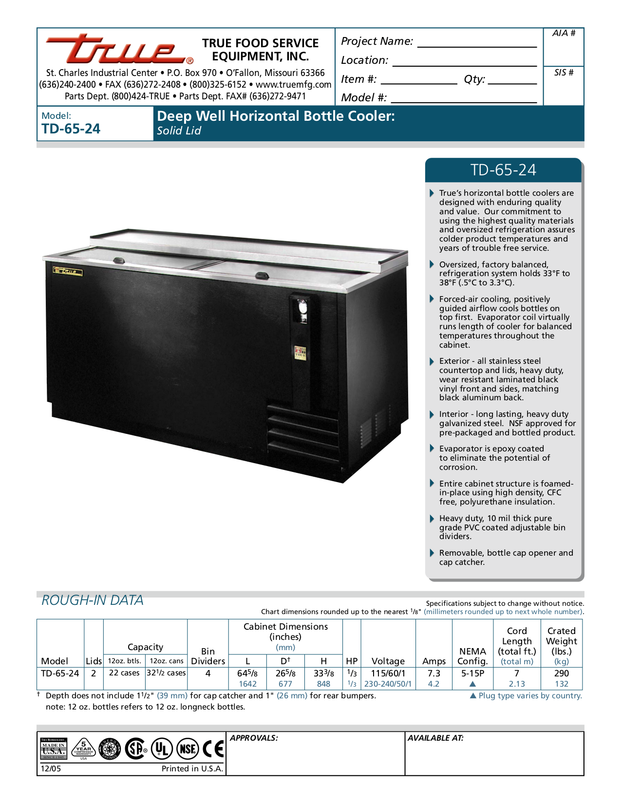 pdf for True Refrigerator TM-24 manual