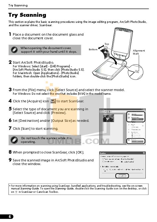 Canon Scanner CanoScan 4400F pdf page preview