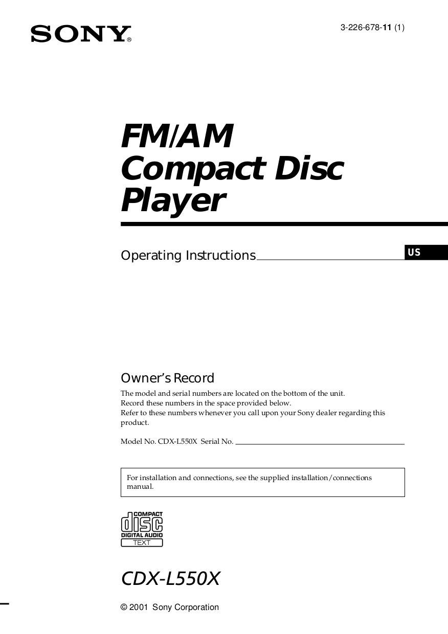 Download free pdf for Yamaha CDX-550 CD Player manual