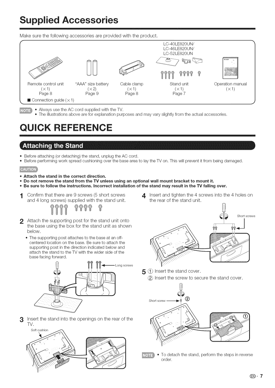PDF manual for Sharp TV AQUOS LC60LE820UN