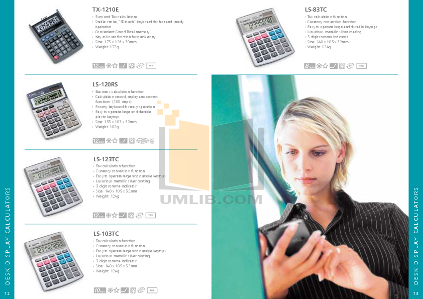 PDF manual for Canon Calculator P23DH