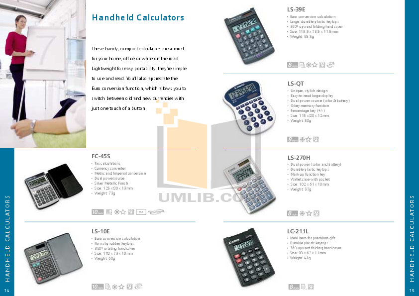 PDF manual for Canon Calculator P23DH