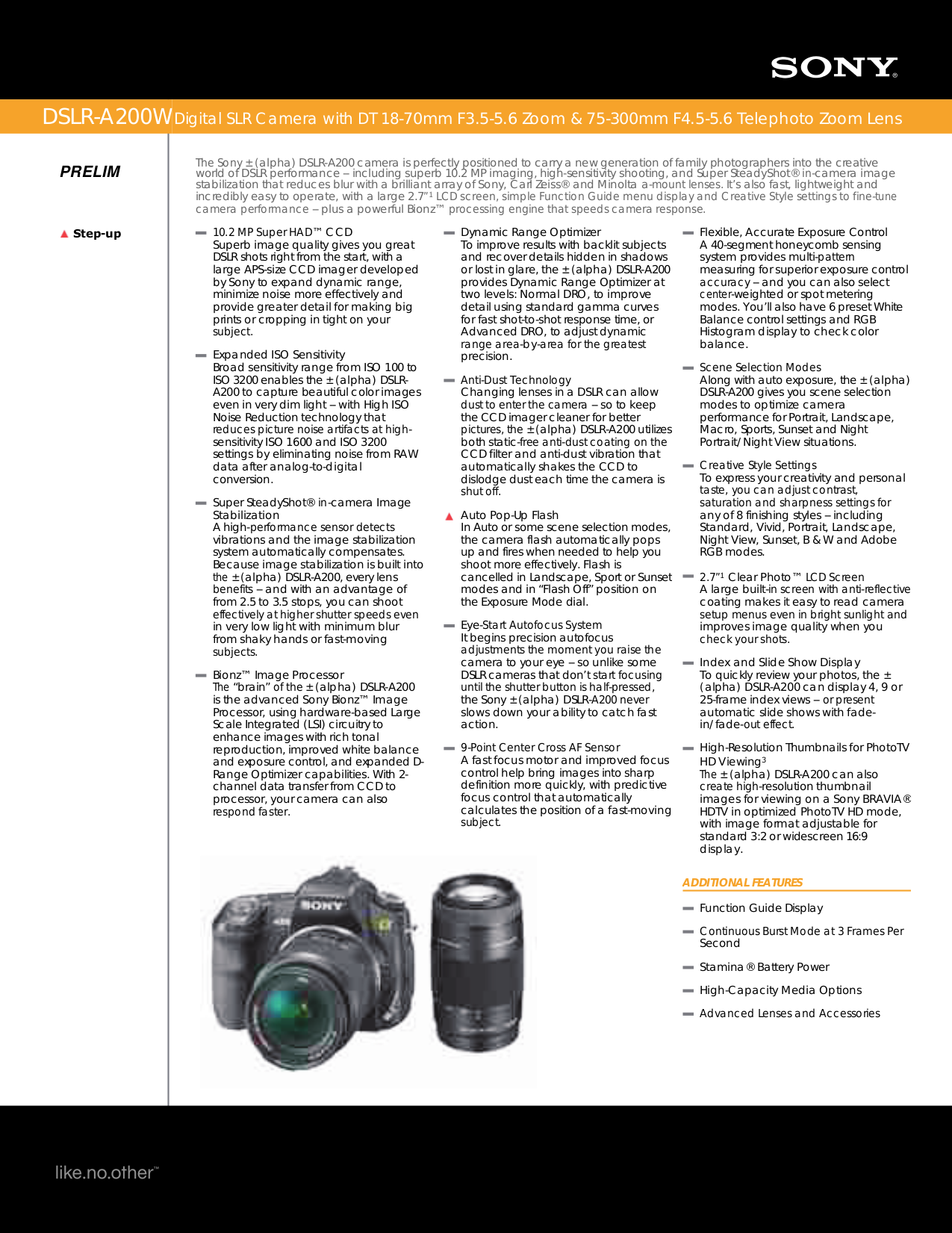 Download free pdf for Sony DSLRA200 Digital Camera manual