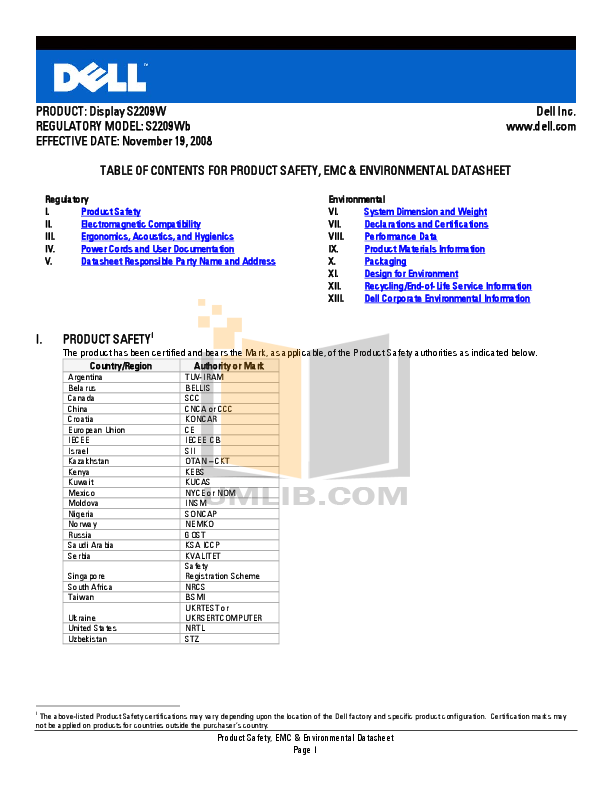 PDF manual for Dell Monitor S2209W