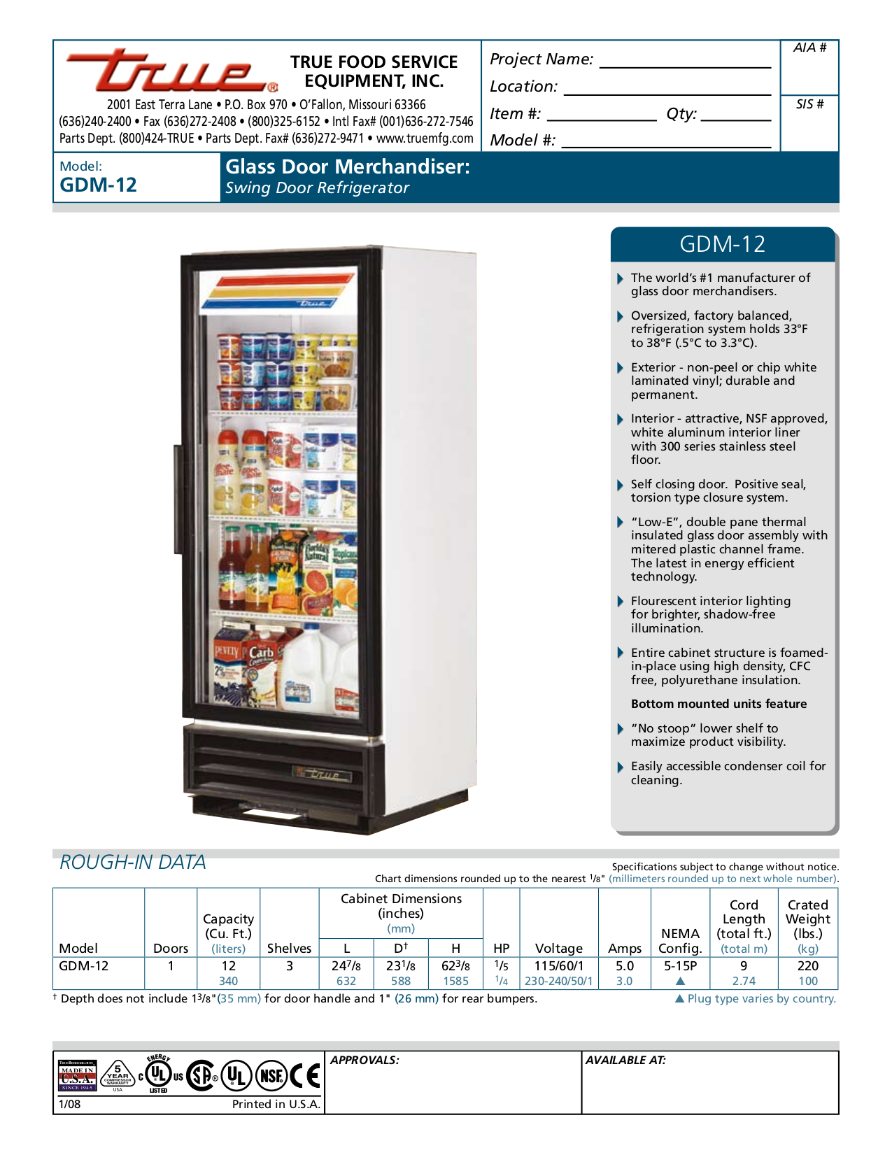 True Refrigerator T-12 pdf page preview