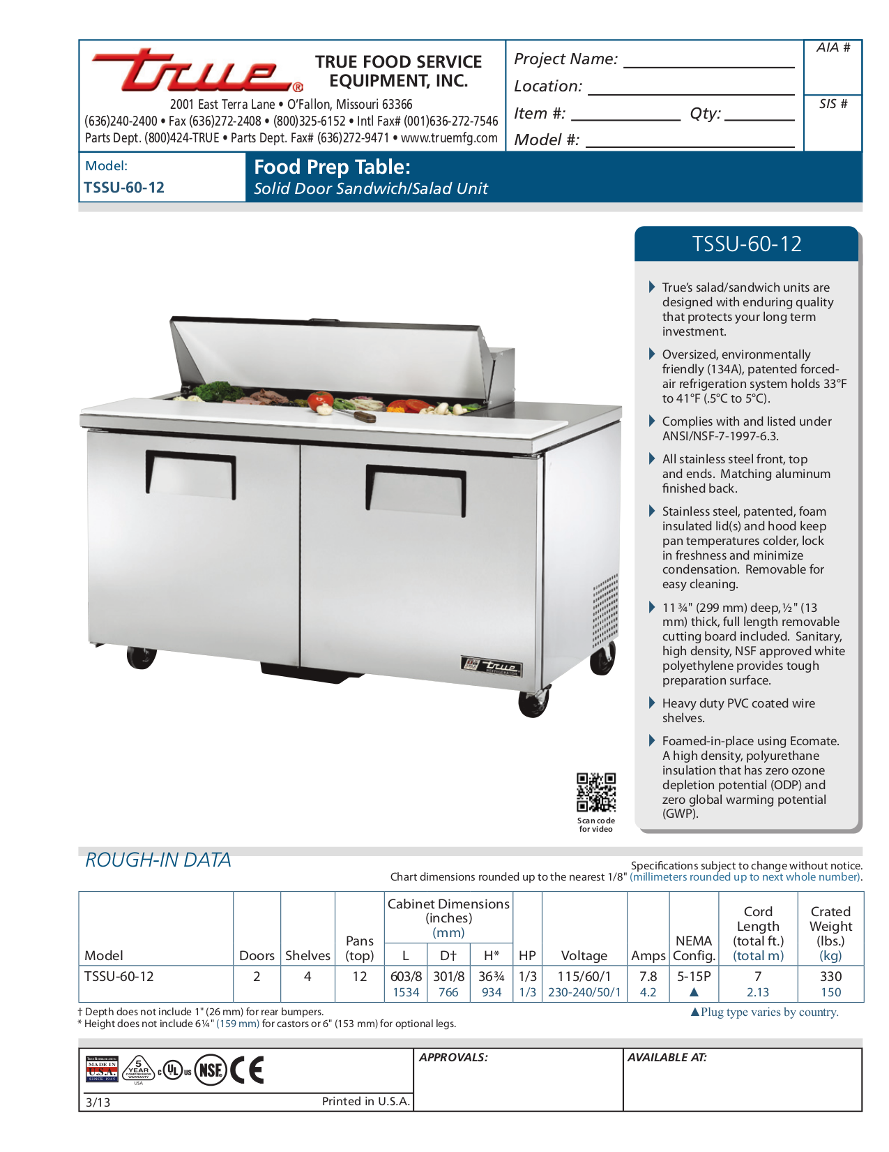 pdf for True Refrigerator T-12 manual