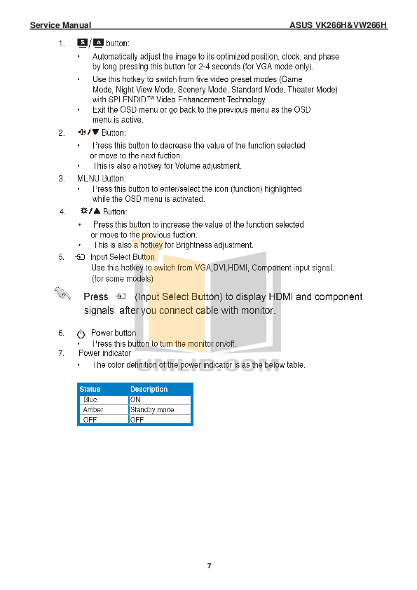 PDF manual for Asus Monitor VW266H