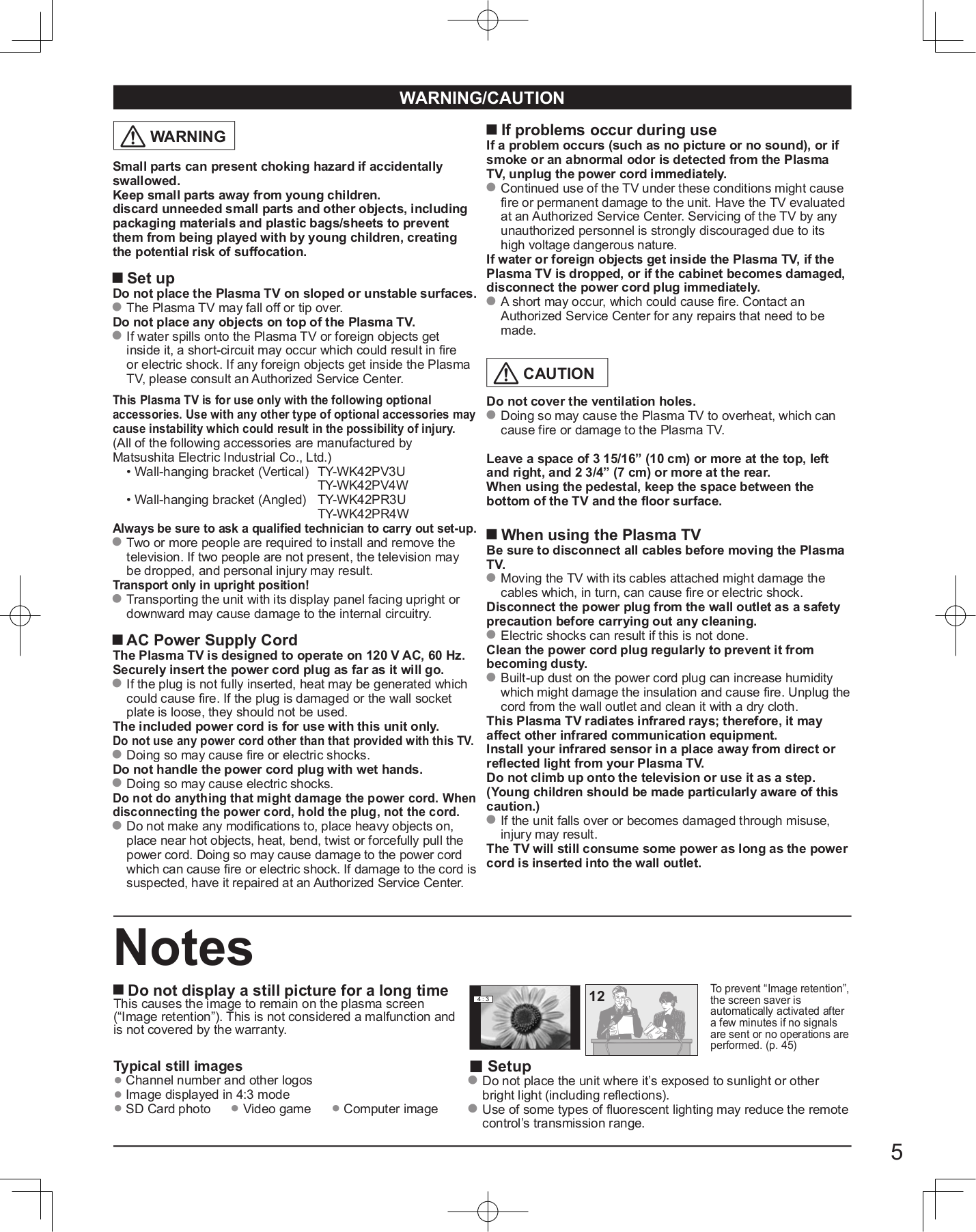 PDF manual for Panasonic TV Viera TH42PX80