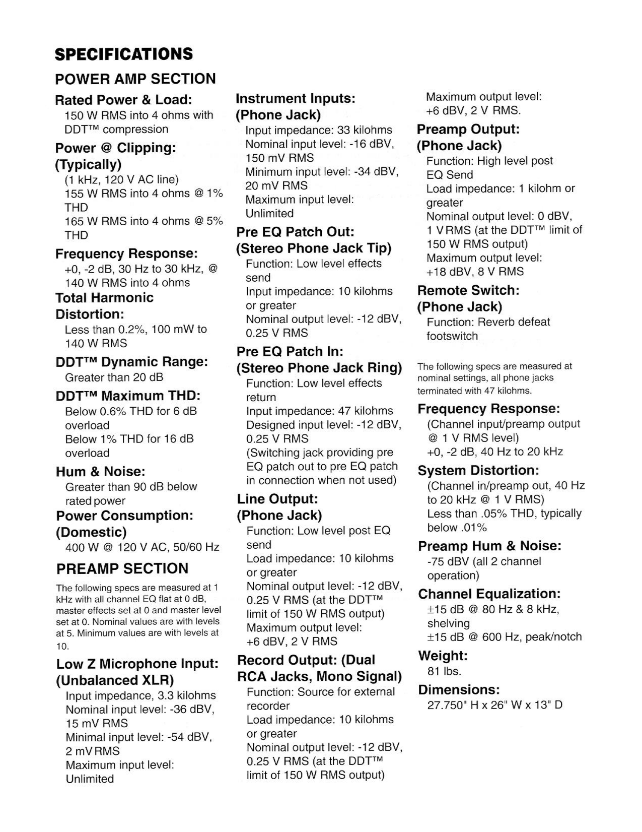 PDF manual for Peavey Amp KB 300