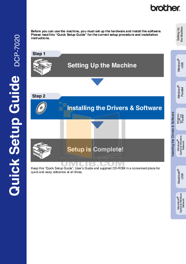 Download free pdf for Brother DCP-7020 Multifunction Printer manual