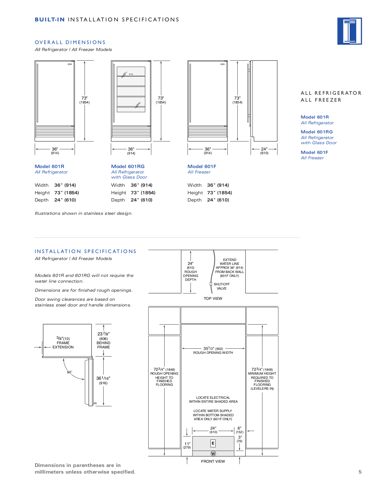 PDF manual for Wolf Freezer SubZero 601F