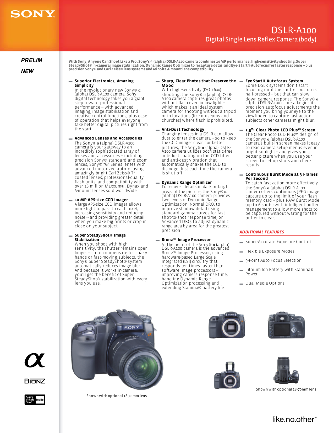 Download free pdf for Sony DSLR-A100 Digital Camera manual