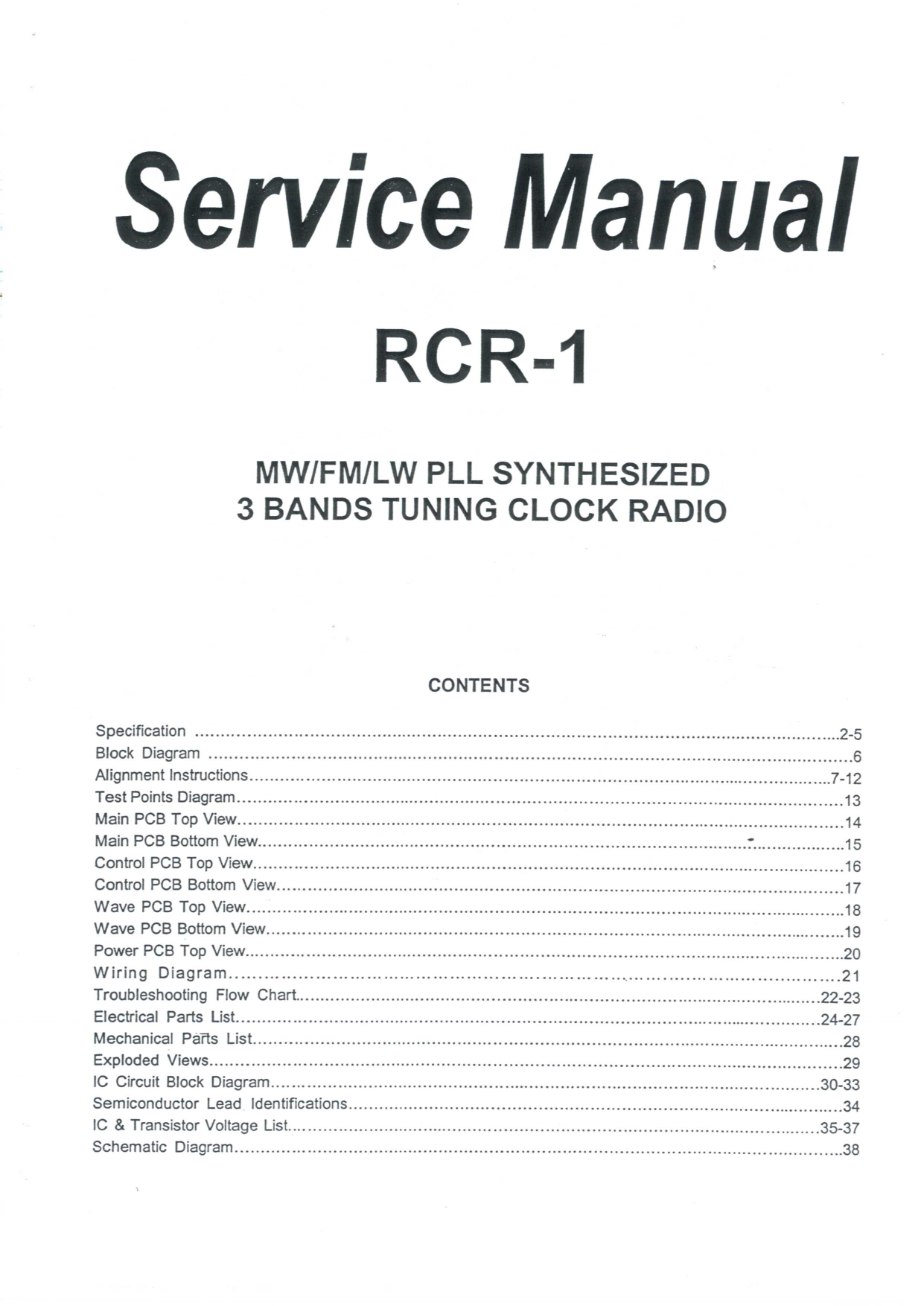 Download free pdf for Sangean RCR3 Clock Radio manual