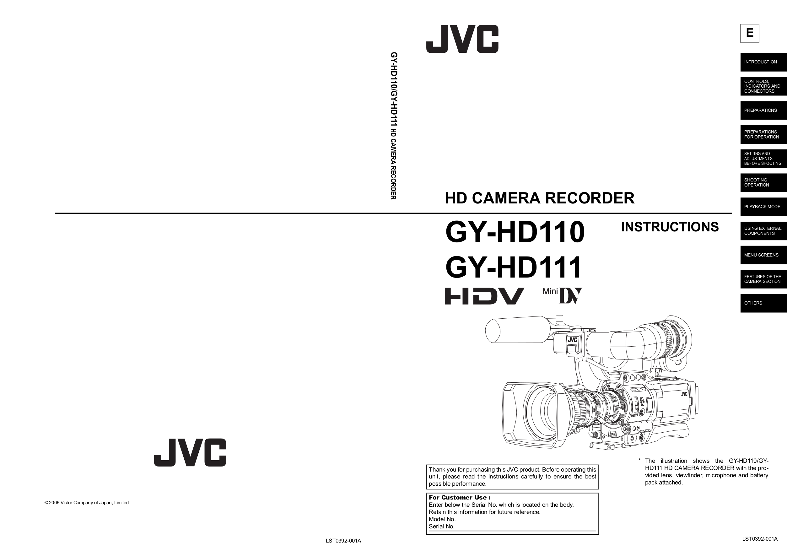 Download free pdf for JVC GYHD111 Camcorders manual