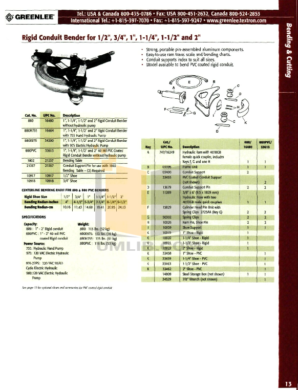 Download free pdf for Greenlee 855 Benders Other manual