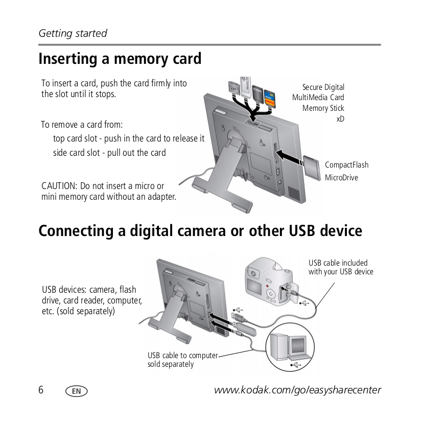 PDF manual for Kodak Digital Photo Frame EasyShare M1020