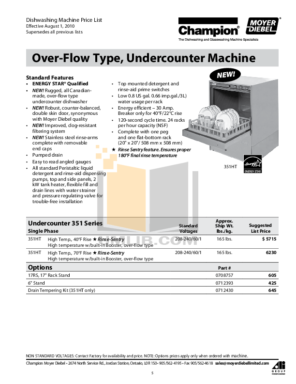 PDF manual for Champion Dishwasher EUCCW8