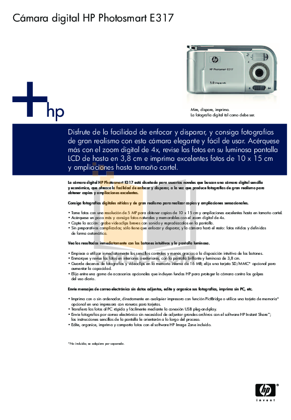 pdf for HP Digital Camera Photosmart E317 manual