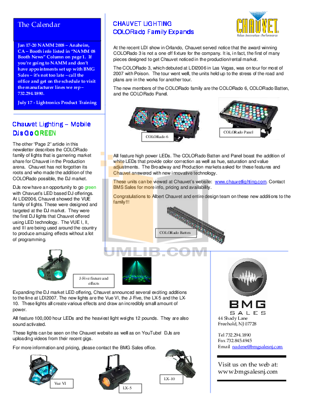 PDF manual for Chauvet Other Vue VI Light Fixtures