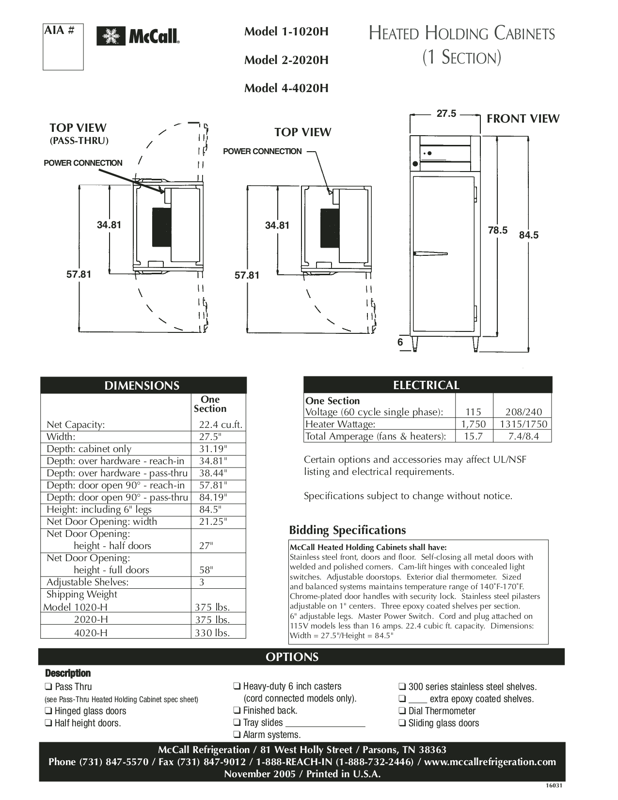 PDF manual for McCall Refrigerator L1-1002