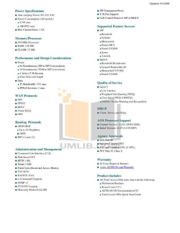 PDF manual for ADTRAN Router Total Access 908e