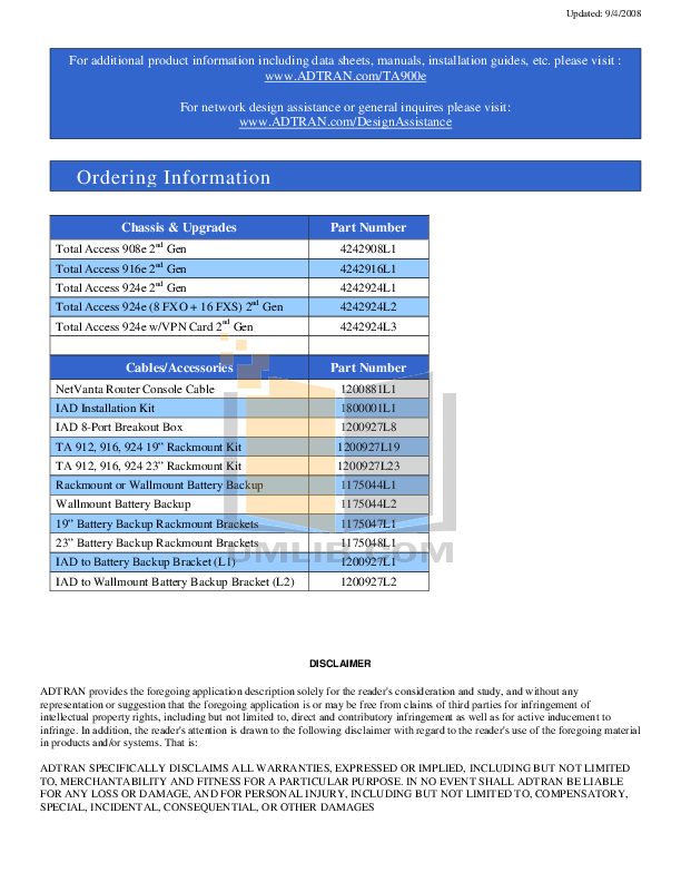 PDF manual for ADTRAN Router Total Access 908e