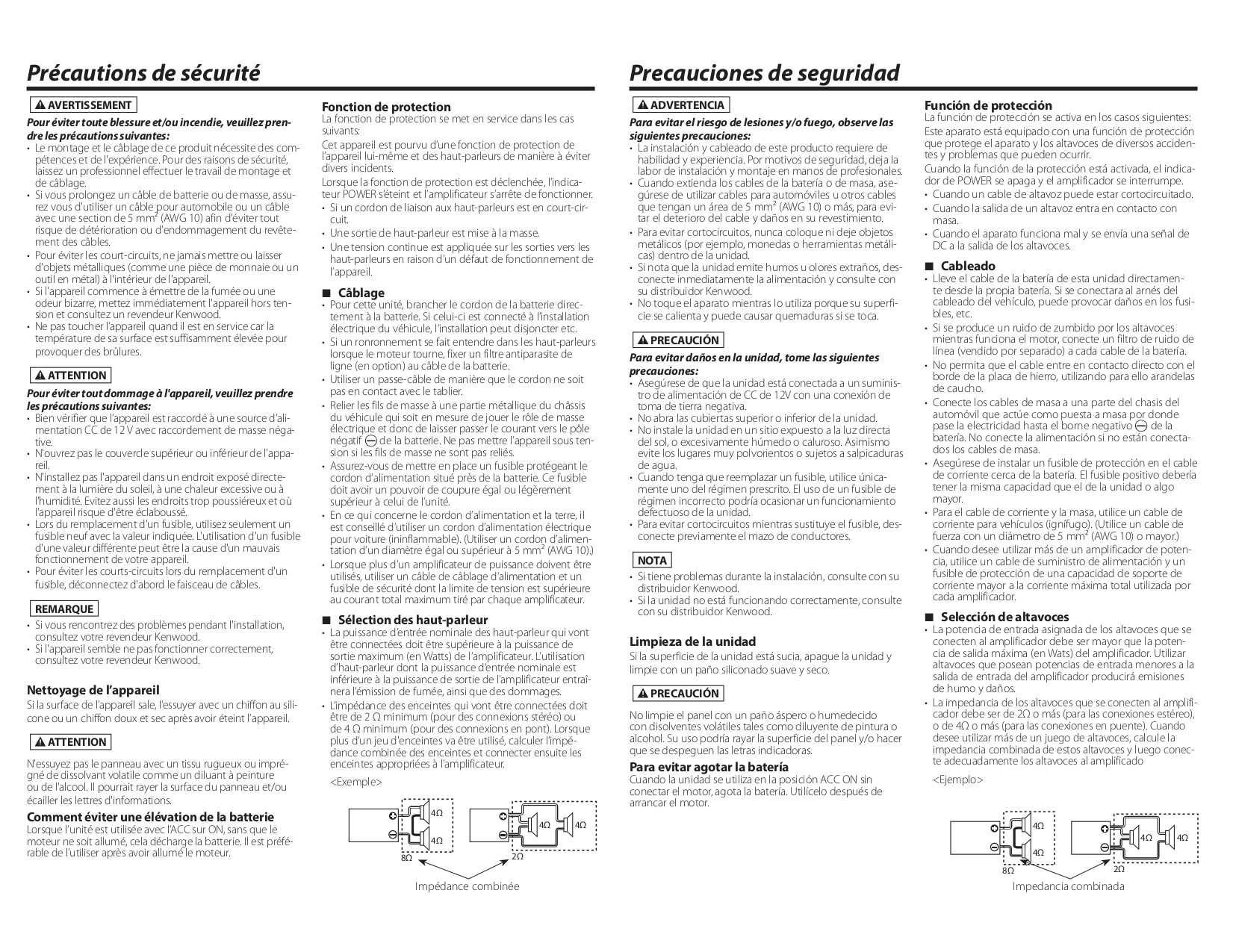 PDF manual for Kenwood Car Amplifier KAC-8405