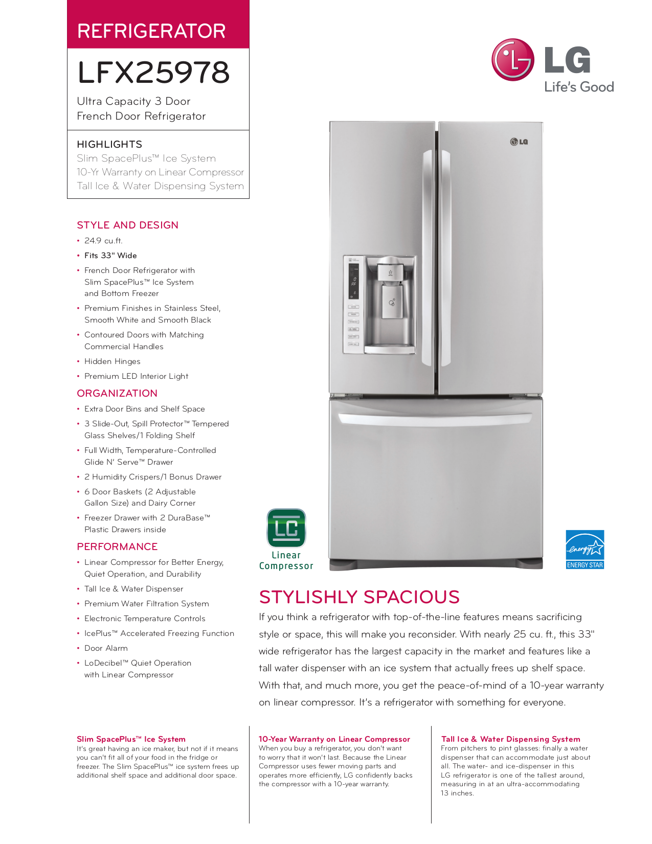 Download free pdf for LG LFX25978ST Refrigerator manual