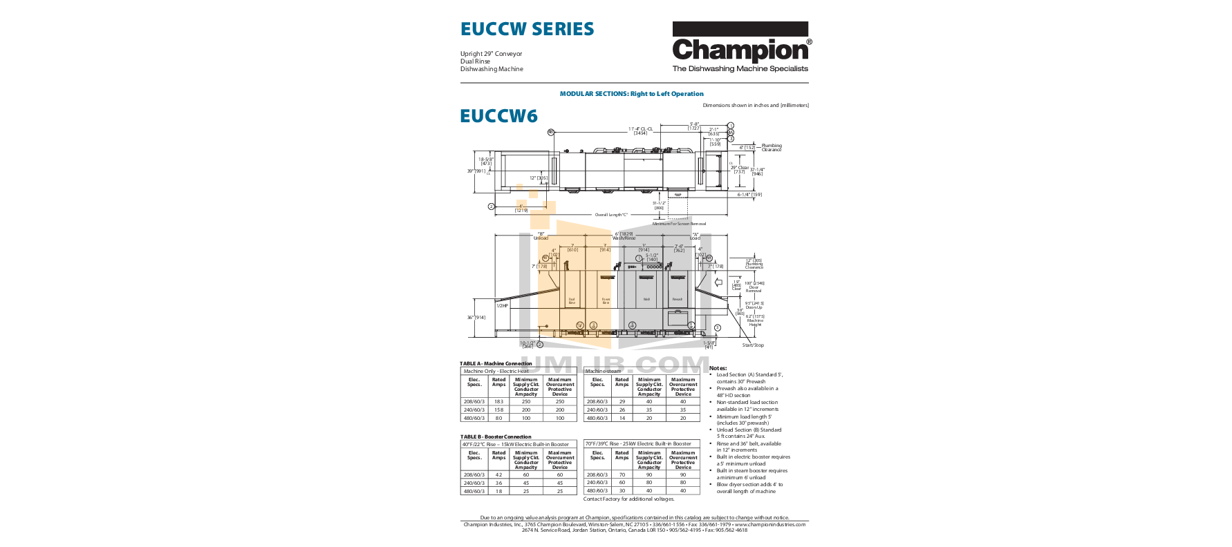 PDF manual for Champion Dishwasher EUCCW8