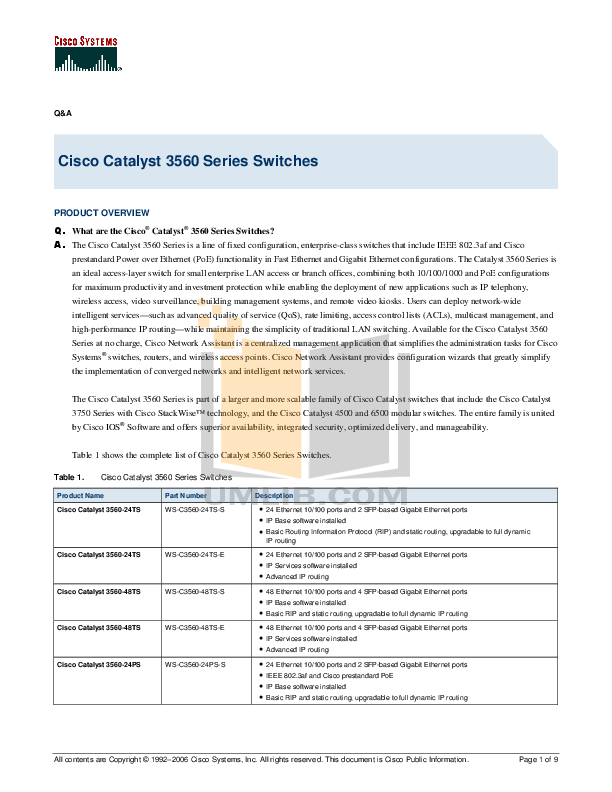 Download free pdf for Cisco Catalyst 3560G-24PS Switch manual