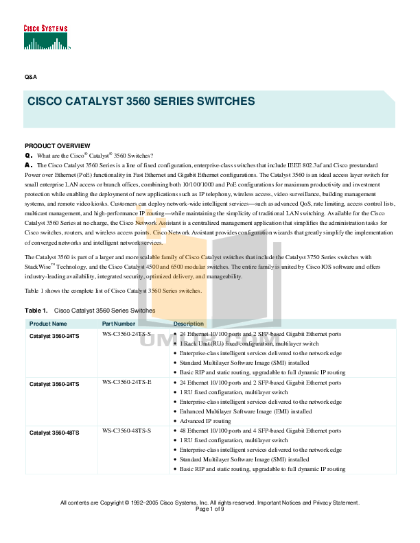 Download free pdf for Cisco Catalyst 3560G-24PS Switch manual