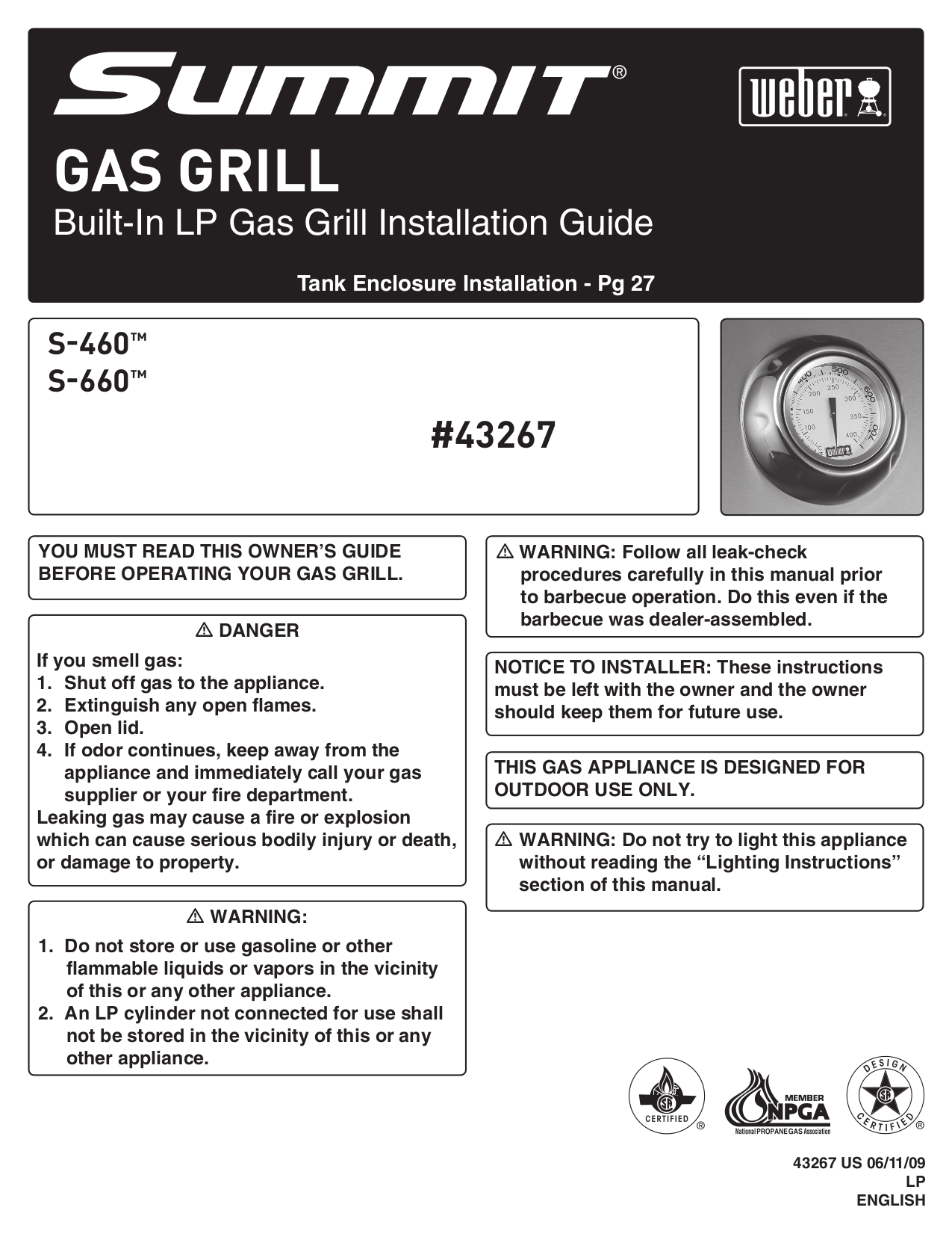 Download free pdf for Weber Performer Grill manual