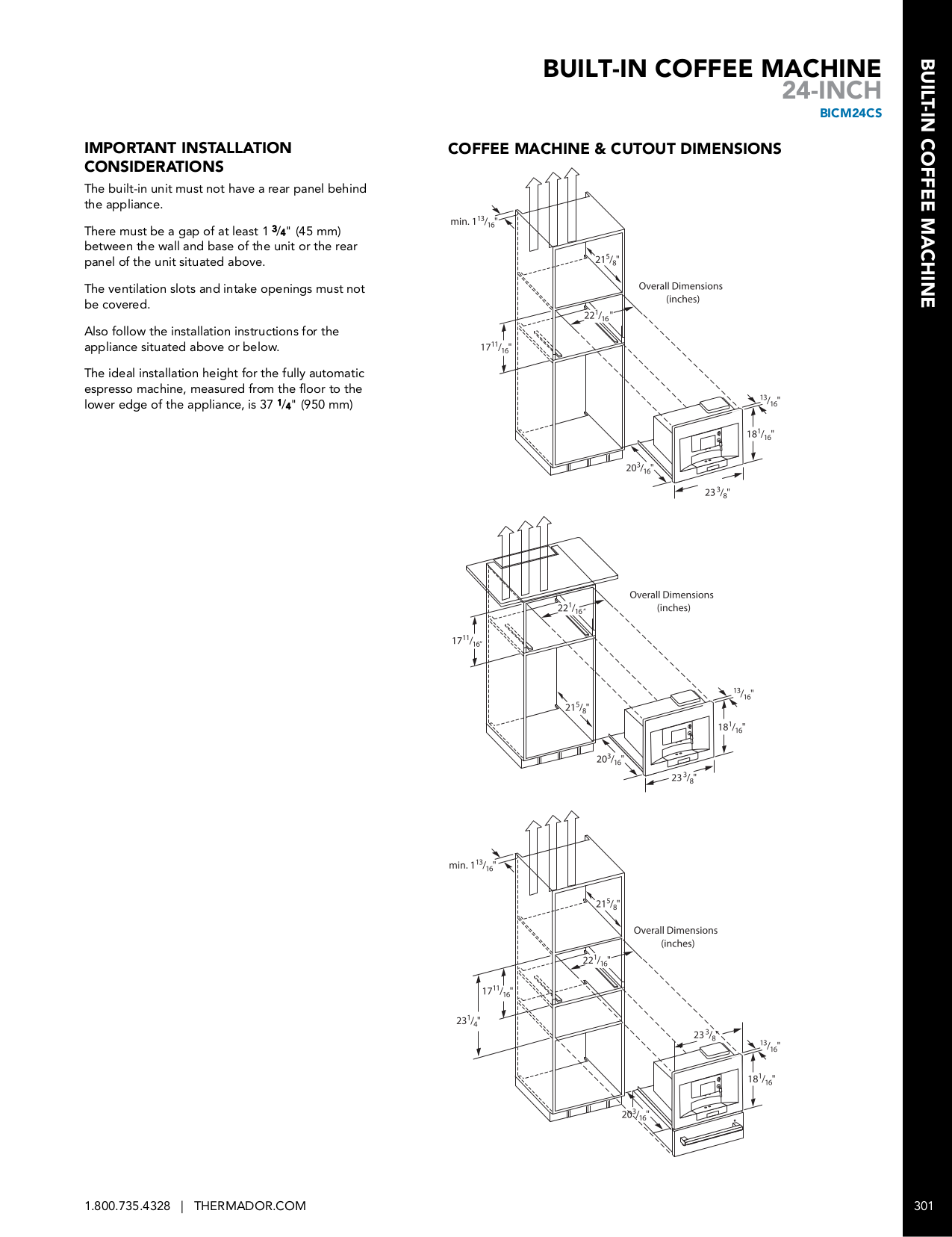PDF manual for Thermador Coffee Maker BICM24CS