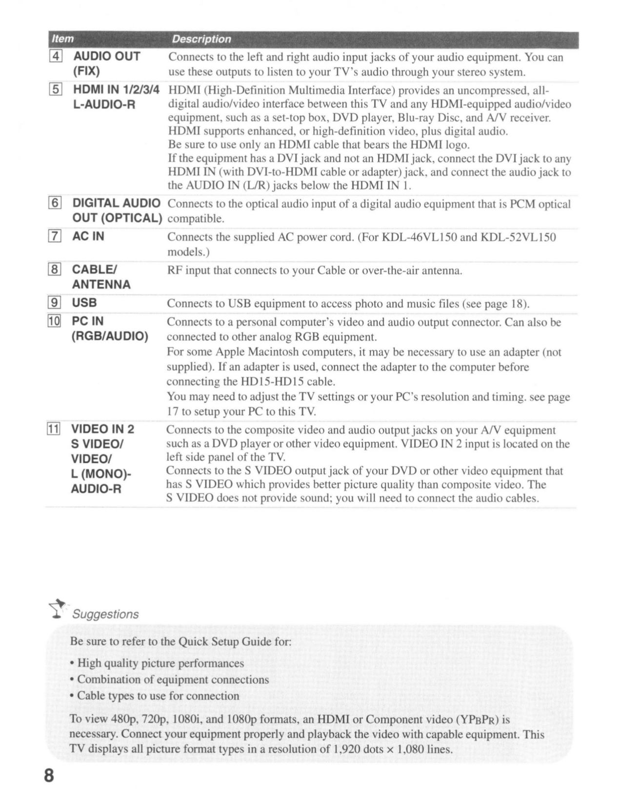PDF manual for Sony TV BRAVIA KDL-52V5100