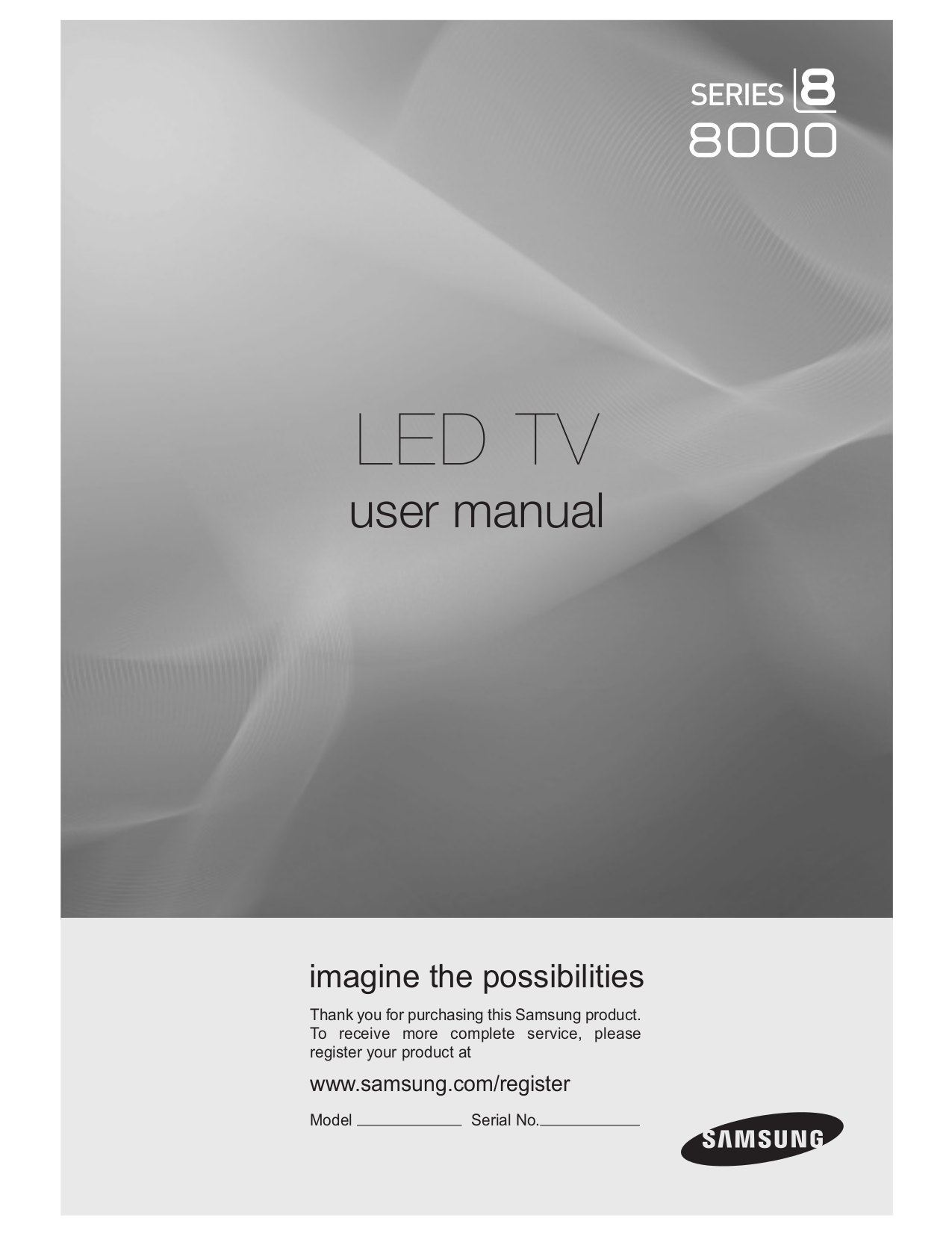 Download free pdf for Samsung UN55B8000 TV manual