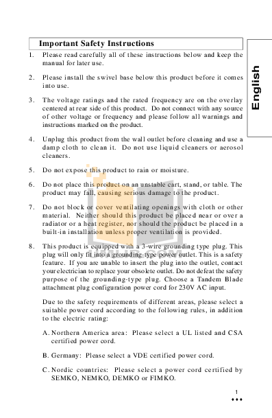 pdf for CTX Monitor VL950S manual