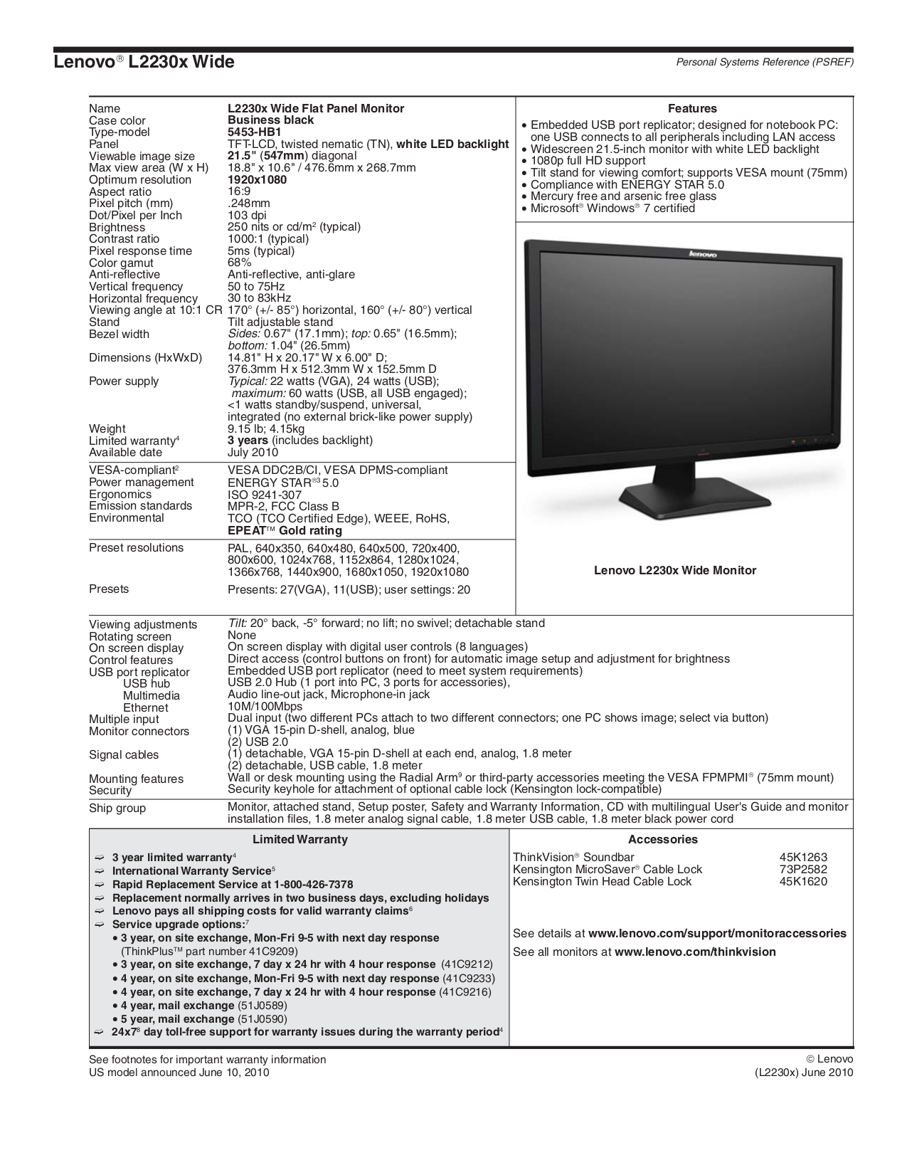 PDF manual for Lenovo Monitor ThinkVision L2250p