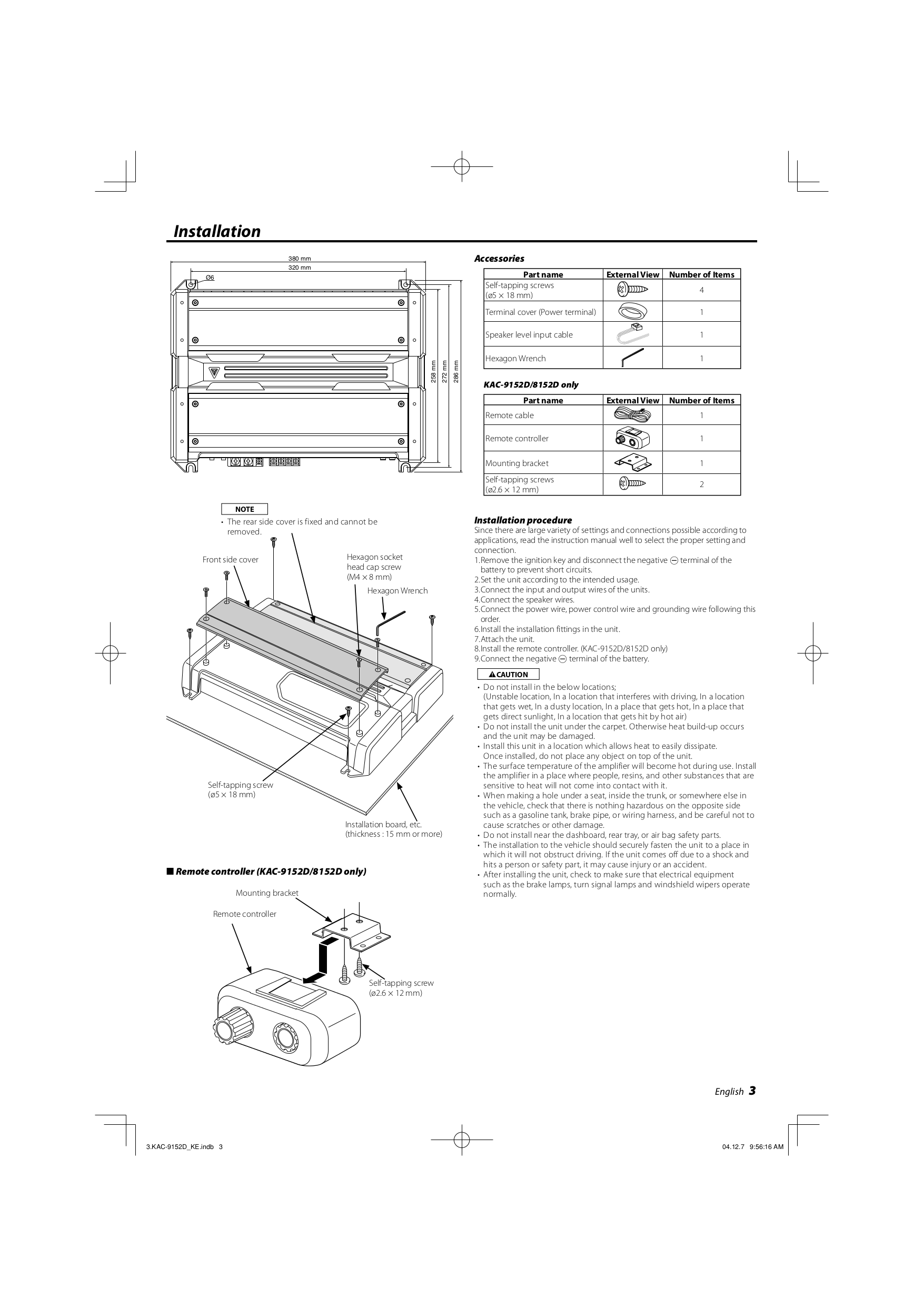 PDF manual for Kenwood Amp KAC606