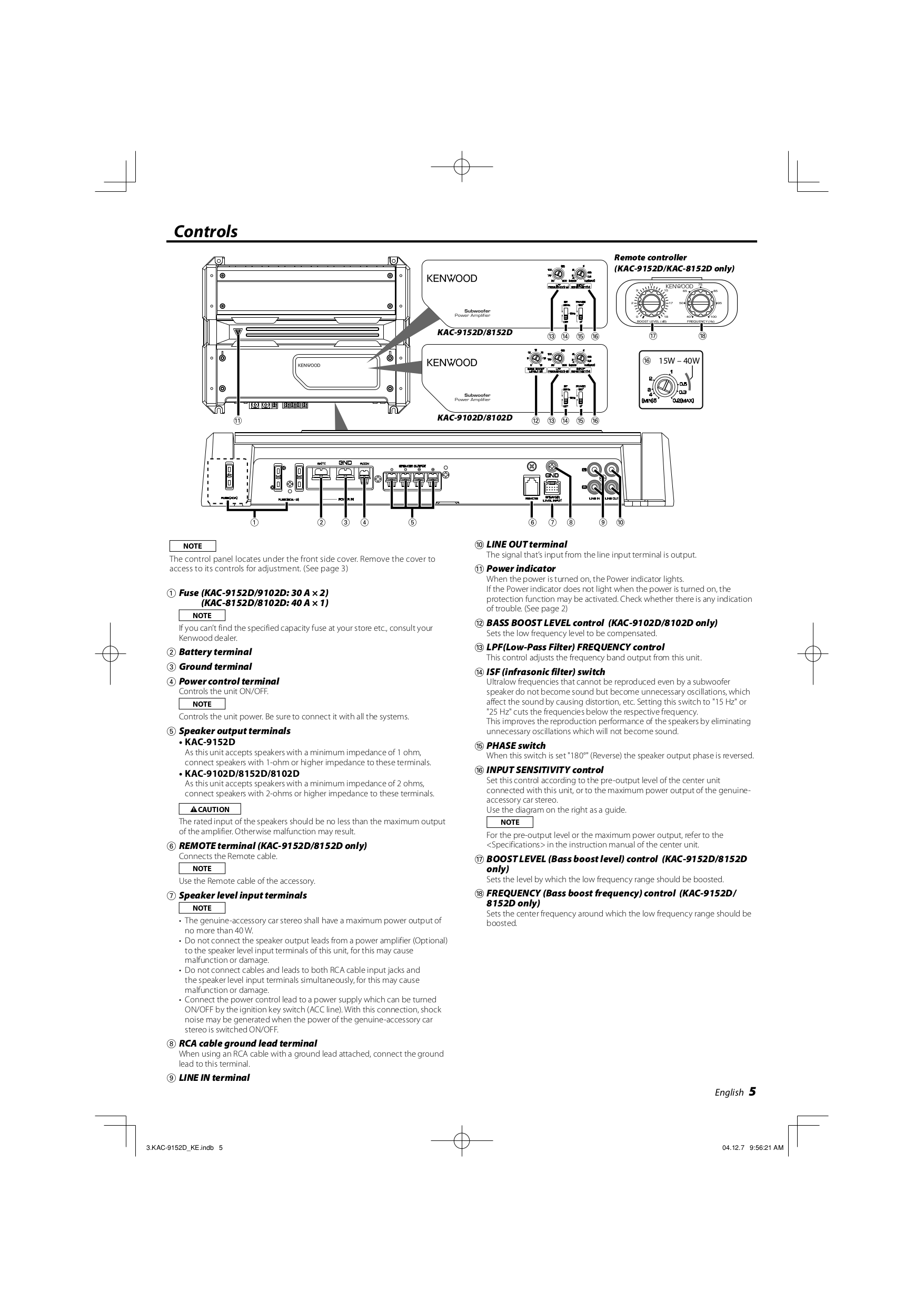 PDF manual for Kenwood Amp KAC606