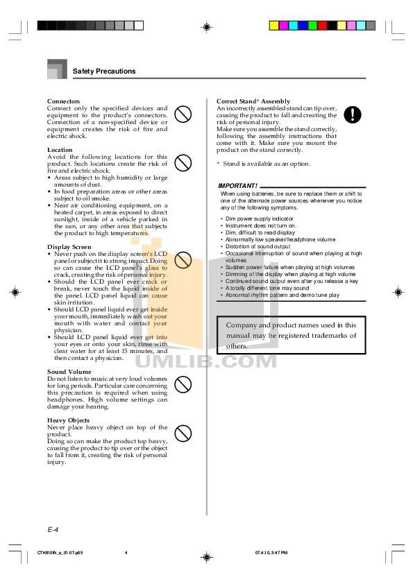 PDF manual for Casio Music Keyboard CTK-491