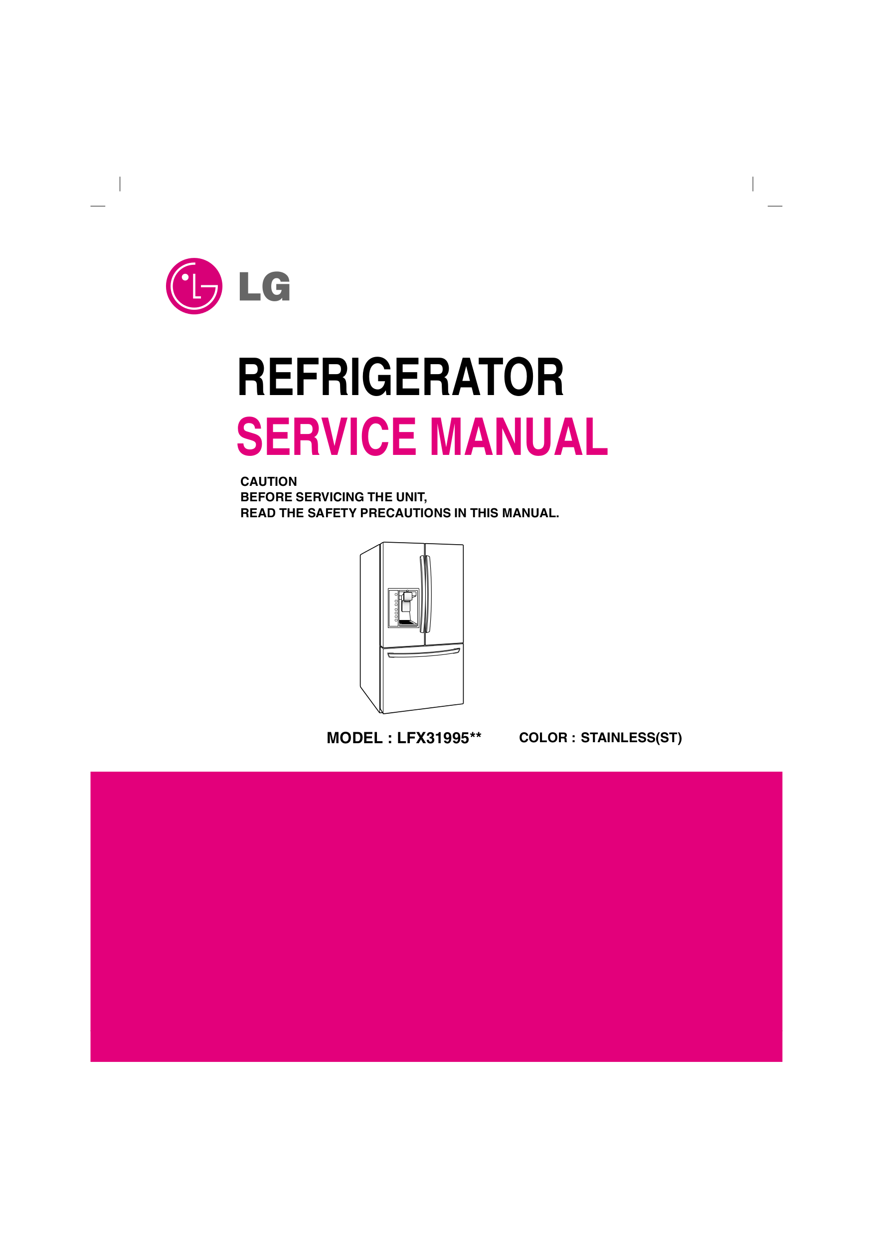 Download free pdf for LG LFX31925 Refrigerator manual