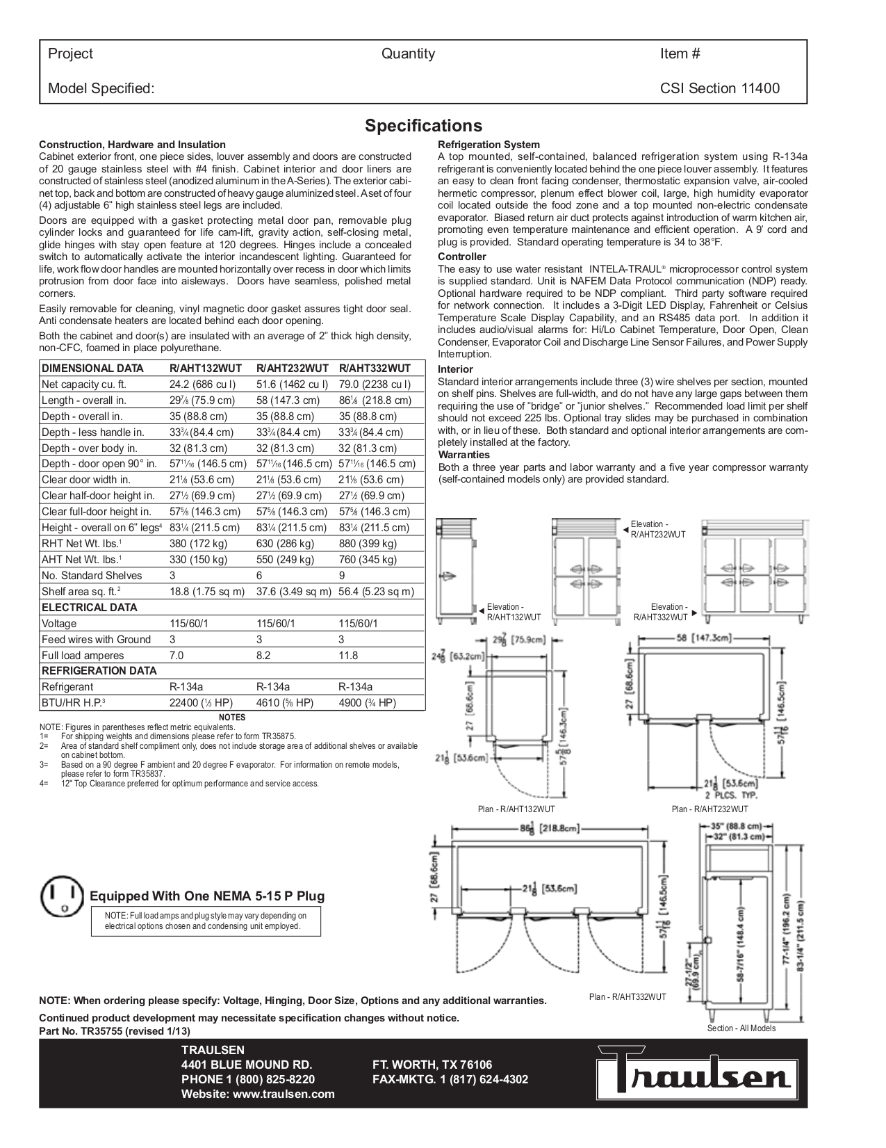 PDF manual for Traulsen Refrigerator RHT232WUTFHS