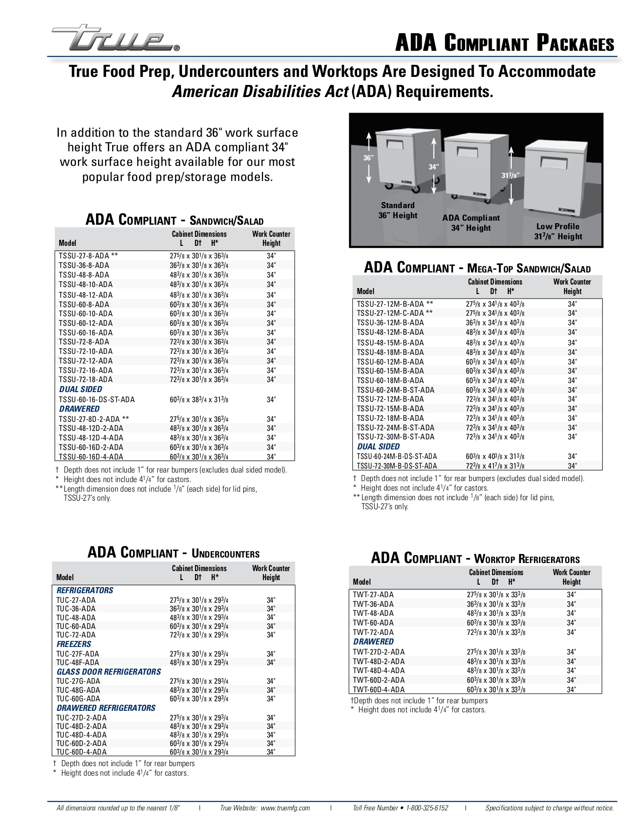 pdf for True Refrigerator TWT-27D-2-ADA manual