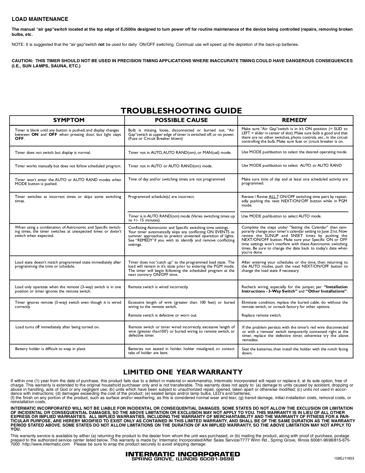 PDF manual for Intermatic Other EJ500 Timers