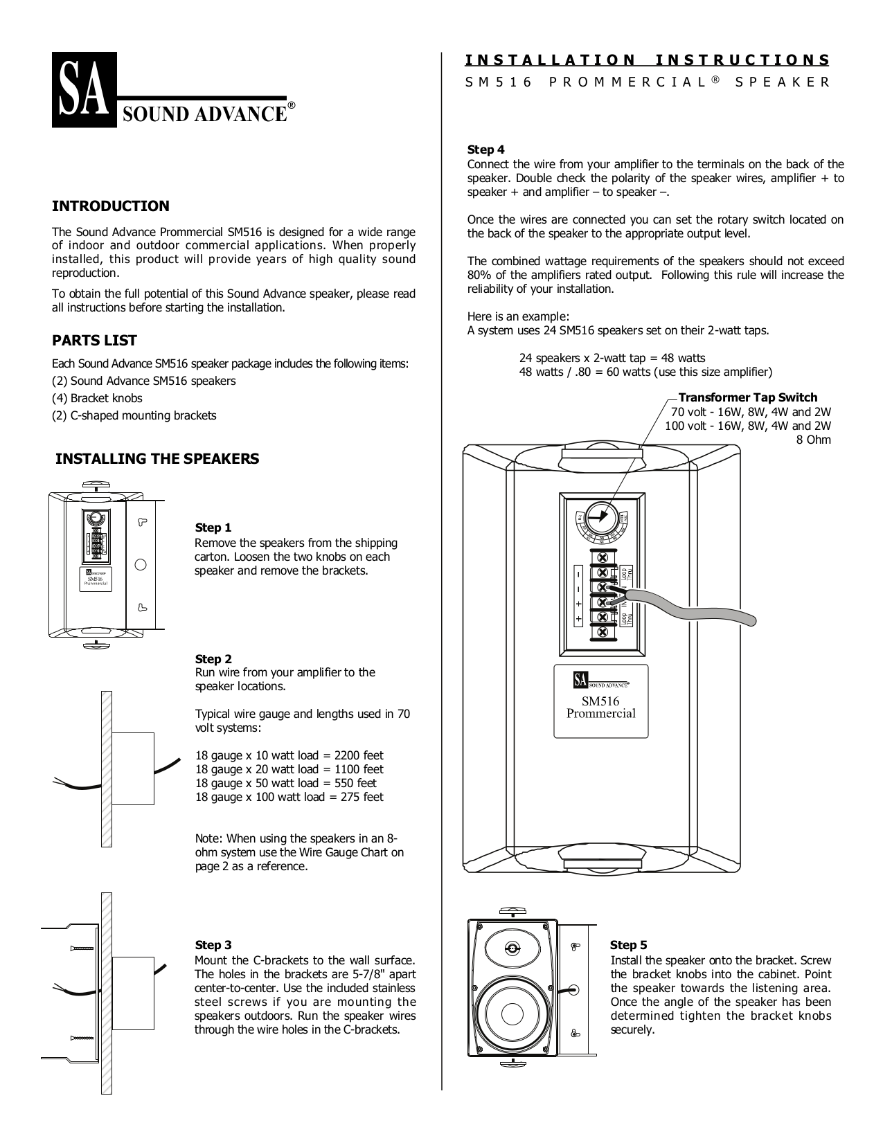 Download free pdf for Sonance SM516 Speaker manual