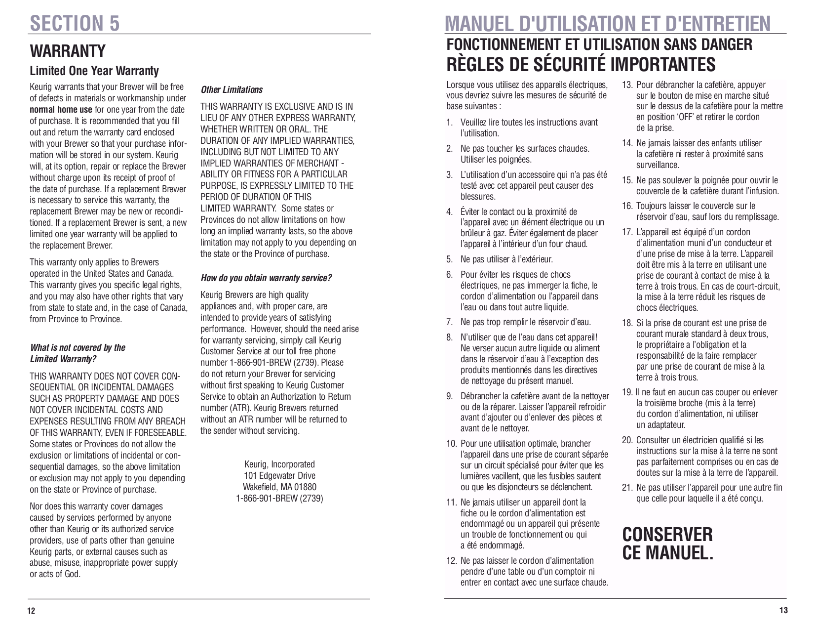 PDF manual for Keurig Coffee Maker Elite B40