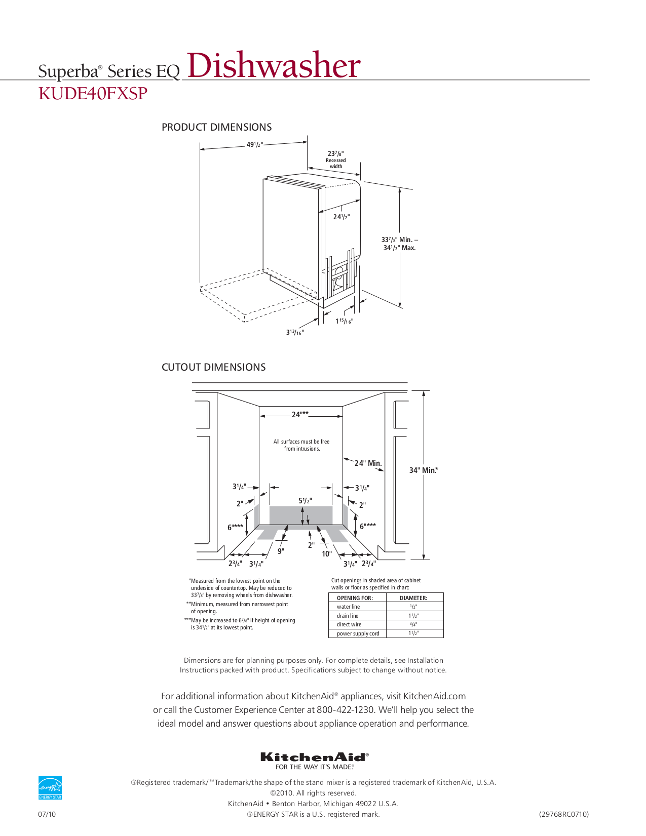 PDF manual for KitchenAid Dishwasher Pro Line KUDE40FXSP