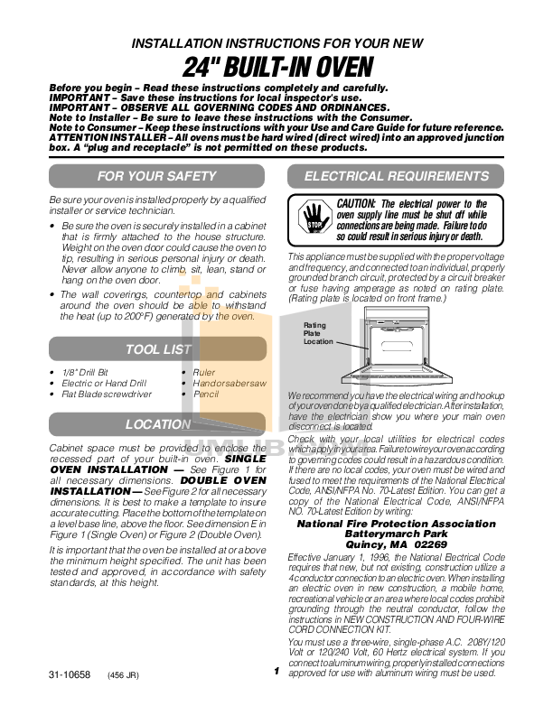 Download free pdf for GE JRP20SKSS Oven manual